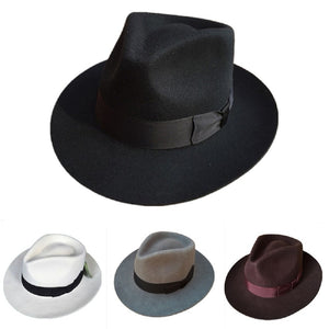 Classic Men's Wool Felt Godfather Fedora Hat