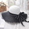 Hot Sale Fashion Hepburn Wind Black White Striped Bowknot Summer Sun Hat