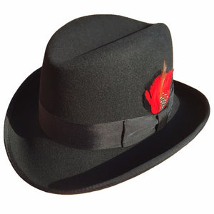 Classic Wool Felt Homburg Godfather Fedora Bowler Hat