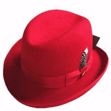 Classic Wool Felt Homburg Godfather Fedora Bowler Hat