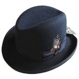 Classic Wool Felt Homburg Godfather Fedora Bowler Hat