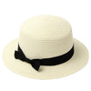 Panama Ladies Cap Fashionable Handmade Casual Flat Brim Bowknot Sun Hats