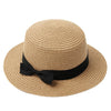 Panama Ladies Cap Fashionable Handmade Casual Flat Brim Bowknot Sun Hats